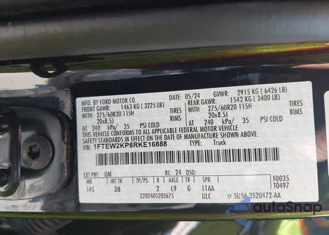 2024 Ford F-150 Stx from USA, damaged, VIN 1FTEW2KP8RKE16888